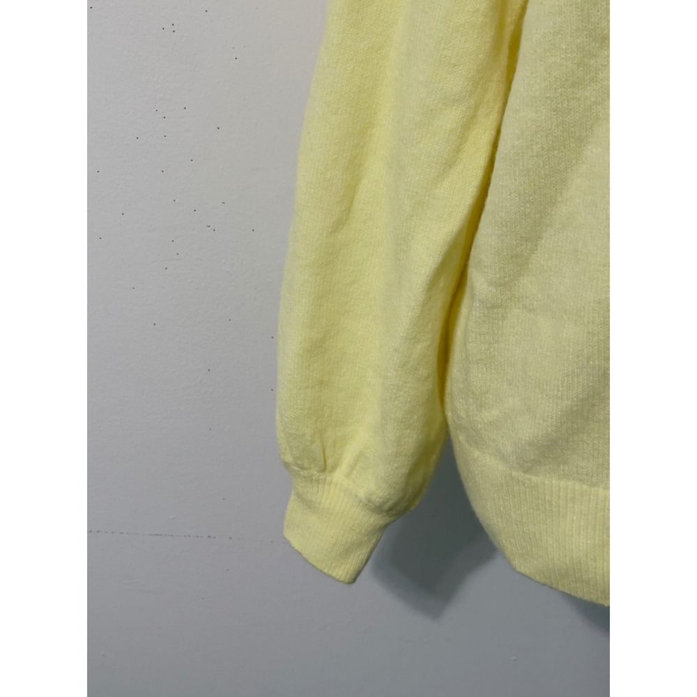 Vince Camuto  Sweater Small Yellow Crew Neck Raglan Preppy Knit‎ Pullover Patel - Picture 3 of 7